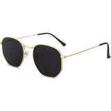 SOJOS Square Polarized Sunglasses for Women Men Small Hexagonal Polygon Mirrored Lens SJ1072 Silver