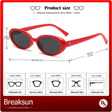 Retro Oval Sunglasses for Women Men Fashion Small Oval Sunglasses 90s Vintage Shades Red/Grey 54 Millimeters