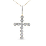 10K Yellow Gold 5/8 Cttw Miracle Set Round Diamond Circle Link Cross Pendant Necklace for Men (H-I Color, SI1-SI2 Clarity) - NO CHAIN INCLUDED