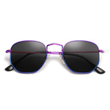 SOJOS Square Polarized Sunglasses for Women Men Small Hexagonal Polygon Mirrored Lens SJ1072 Silver