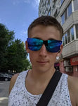 FEISEDY Sunglasses, Rimless Mirrored Sun Glasses with Reflective One-Piece Lens, B4114 Green Blue Mirror 62 Millimeters