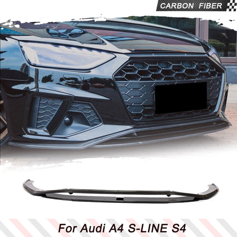 Real Carbon Fiber Car Front Lip Chin Spoiler For Audi A4 B9 S-LINE S4 B9.5 Sedan 2020-2023 Car Front Bumper Splitters Lip