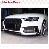 Carbon Fiber Front Bumper Upper Fog Canard Splitters Fins For Audi A4 B9 Sline Front Bumper Racing Canards No for Base or S4