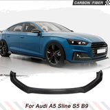 Car Front Bumper Lip Spoiler Splitters For Audi A5 Sline S5 B9 Sportback 2017-2019 Carbon Fiber Front Bumper Lip Car Body Kits