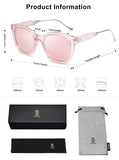 SOJOS Classic Square Polarized Sunglasses for Women Men Retro Trendy UV400 Sunnies SJ2050 Clear Pink/Pink Mirrored