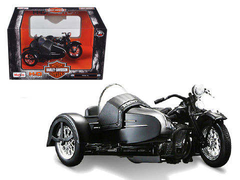1948 Harley Davidson FL with Side Car Black 1/18 Diecast Motorcycle Model by Maisto