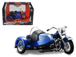 1952 Harley Davidson FL Hydra Glide with Side Car Blue with Black Motorcycle Model 1/18 Diecast Model by Maisto