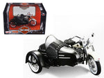 1958 Harley Davidson FLH DUO Glide with Side Car Black with White 1/18 Diecast Motorcycle Model by Maisto
