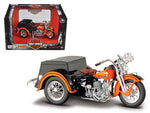 1947 Harley Davidson Servi-Car Black with Orange HD Custom Motorcycle Model 1/18 Diecast Model by Maisto