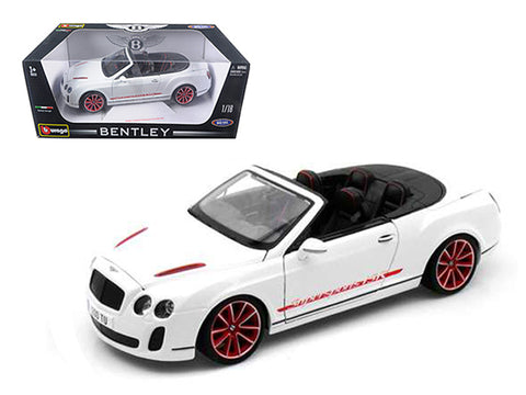 2012 2013 Bentley Continental Supersports ISR Convertible White 1/18 Diecast Model Car by Bburago