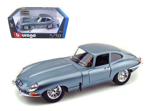 1961 Jaguar E Type Coupe Blue 1/18 Diecast Model Car by Bburago