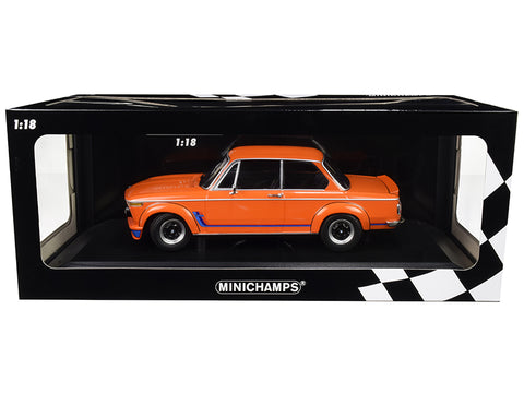 1973 BMW 2002 Turbo Orange with Stripes Limited Edition to 300 pieces Worldwide 1/18 Diecast Model Car by Minichamps