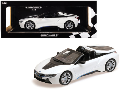 2018 BMW i8 Roadster Metallic White Limited Edition to 504 pieces Worldwide 1/18 Diecast Model Car by Minichamps
