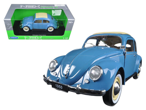 1950 Volkswagen Classic Old Beetle Split Window Blue 1/18 Diecast Model Car by Welly