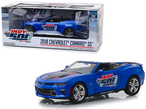 2018 Chevrolet Camaro SS Convertible Blue \"102nd Indy 500 Presented\" by PennGrade Motor Oil 500 Festival Event Car 1/24 Diecast Model Car by Greenlight