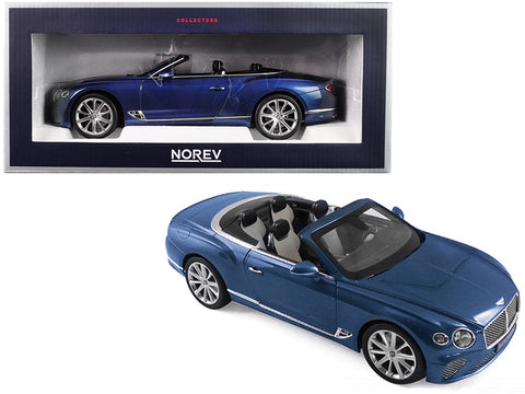 2019 Bentley Continental GT Convertible Blue Crystal Metallic 1/18 Diecast Model Car by Norev