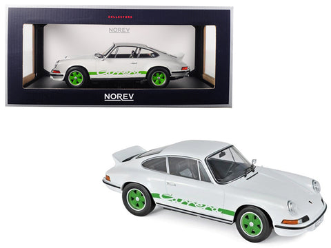 1973 Porsche 911 RS Touring White with Green Stripes and Wheels 1/18 Diecast Model Car by Norev