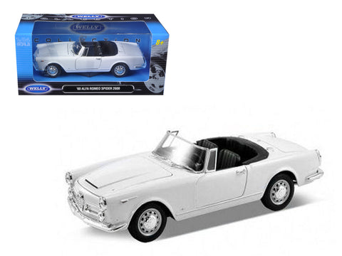 1960 Alfa Romeo Spider 2600 Convertible White 1/24 Diecast Car Model by Welly
