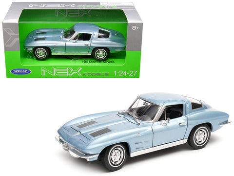 1963 Chevrolet Corvette Metallic Light Blue 1/24-1/27 Diecast Model Car by Welly