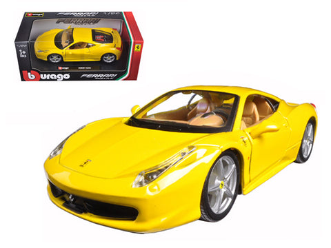 Ferrari 458 Italia Yellow 1/24 Diecast Model Car by Bburago