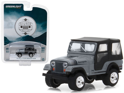 1979 Jeep CJ-5 Gray with Black Top \"Silver Anniversary Edition\" Anniversary Collection Series 6 1/64 Diecast Model Car by Greenlight