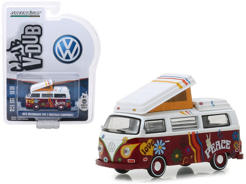 1973 Volkswagen Type 2 Westfalia Campmobile \"Hippie Van\" Red and White \"Vee Dub\" Series 8 1/64 Diecast Model Car by Greenlight