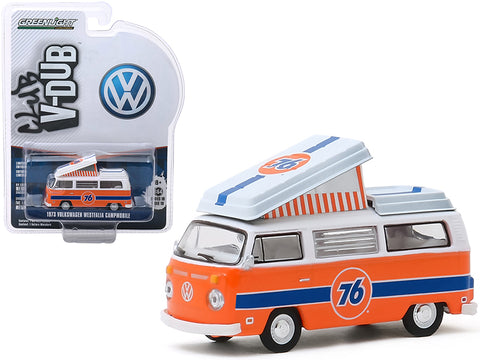 1973 Volkswagen Westfalia Campmobile \"Union 76\" Orange and White with Blue Stripes \"Club Vee V-Dub\" Series 10 1/64 Diecast Model by Greenlight