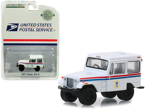 1971 Jeep DJ-5 \"United States Postal Service\" (USPS) White Hobby Exclusive 1/64 Diecast Model Car by Greenlight