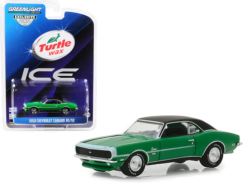 1968 Chevrolet Camaro RS/SS Green with Black Top \"Turtle Wax Ice\" \"Lasting Diamond Brilliance\" Turtle Wax Ad Cars \"Hobby Exclusive\" 1/64 Diecast Model Car by Greenlight