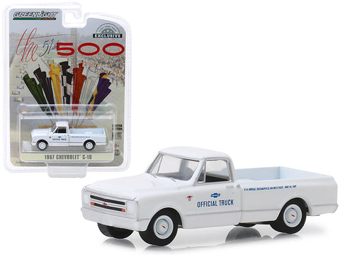 1967 Chevrolet C-10 Pickup Truck White \"51th Annual Indianapolis 500 Mile Race\" Official Truck \"Hobby Exclusive\" 1/64 Diecast Model Car by Greenlight