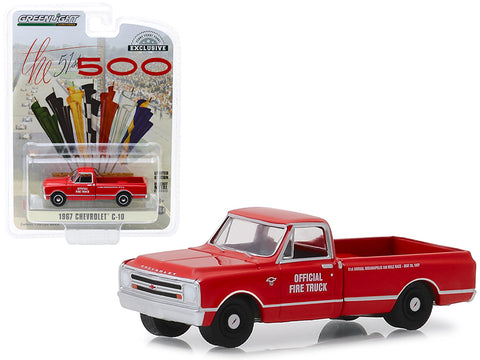 1967 Chevrolet C-10 Fire Pickup Truck Red \"51th Annual Indianapolis 500 Mile Race\" Official Fire Truck \"Hobby Exclusive\" 1/64 Diecast Model Car by Greenlight
