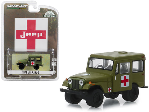 1976 Jeep DJ-5 Army Green \"Medical Unit\" \"Hobby Exclusive\" 1/64 Diecast Model Car by Greenlight