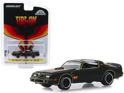 1977 Pontiac Firebird Trans Am \"Fire Am\" Black with Hood Bird by Very Special Equipment (VSE) \"Hobby Exclusive\" 1/64 Diecast Model Car by Greenlight