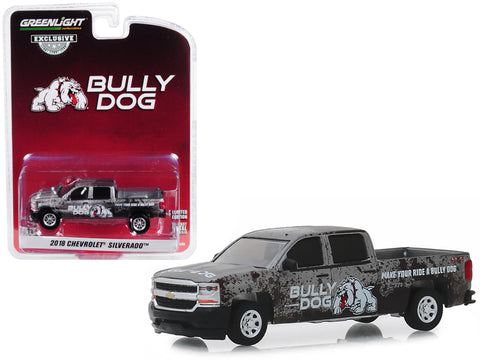 2018 Chevrolet Silverado 4x4 Pickup Truck \"Bully Dog\" \"Make Your Ride a Bully Dog\" \"Hobby Exclusive\" 1/64 Diecast Model Car by Greenlight