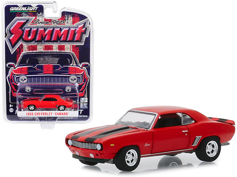 1969 Chevrolet Camaro Red with Black Stripes \"Since 1968 Summit Racing Equipment\" 1/64 Diecast Model Car by Greenlight