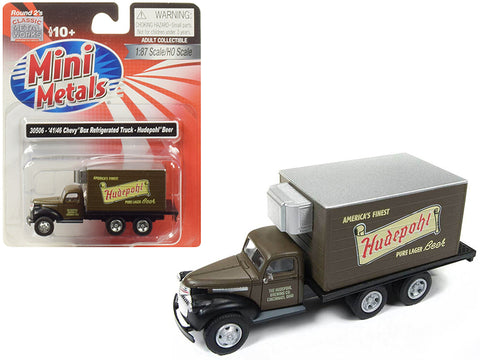 1941-1946 Chevrolet Box (Reefer) Refrigerated Truck \"Hudepohl Beer\" Brown 1/87 (HO) Scale Model by Classic Metal Works