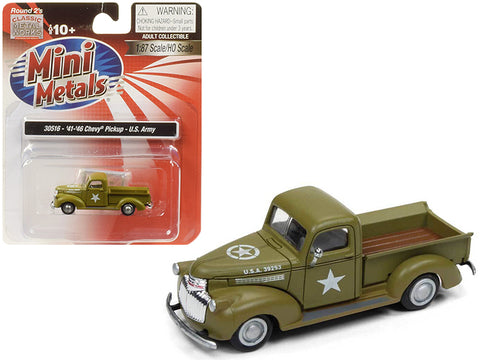 1941-1946 Chevrolet Pickup Truck U.S. Army 1/87 (HO) Scale Model Car by Classic Metal Works