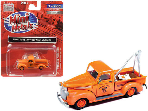 1941-1946 Chevrolet Tow Truck \"Phillips 66\" Orange 1/87 (HO) Scale Model Car by Classic Metal Works