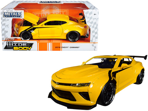 2016 Chevrolet Camaro Widebody Metallic Yellow with Black Stripes \"Big Time Muscle\" 1/24 Diecast Model Car by Jada