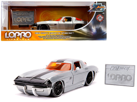 1963 Chevrolet Corvette Sting Ray Raw Metal with Black Stripe \"LOPRO Lifestyle\" \"Jada 20th Anniversary\" 1/24 Diecast Model Car by Jada