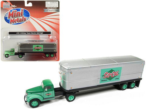 1941-1946 Chevrolet Tractor Trailer Truck \"So-Cal Freight\" 1/87 (HO) Scale Model by Classic Metal Works