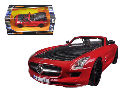 Mercedes SLS AMG Red/Black Carbon Fiber Hood \"Exotics\" 1/24 Diecast Model Car by Maisto