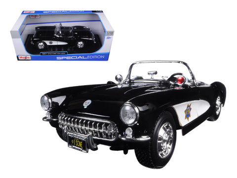 1957 Chevrolet Corvette Highway Patrol 1/18 Diecast Model Car by Maisto