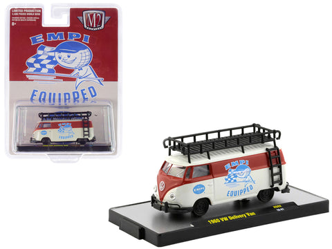 1960 Volkswagen Delivery Van with Ladder and Roof Rack \"EMPI Equipped\" \"Hobby Exclusive\" Limited Edition to 3,600 pieces Worldwide 1/64 Diecast Model Car by M2 Machines