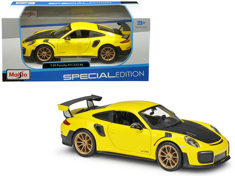 Porsche 911 GT2 RS Yellow with Carbon Hood 1/24 Diecast Model Car by Maisto