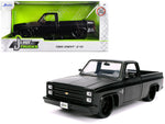 1985 Chevrolet Silverado C-10 Pickup Truck Matt Black with Black Wheels \"Just Trucks\" 1/24 Diecast Model Car by Jada