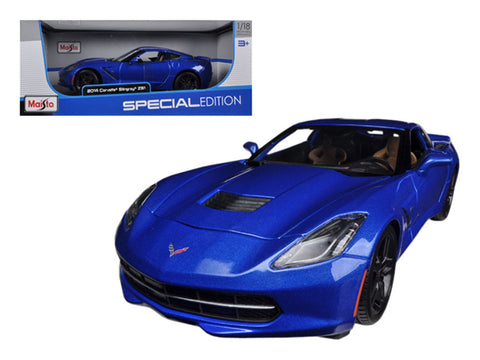 2014 Chevrolet Corvette Stingray C7 Z51 Blue 1/18 Diecast Model Car by Maisto