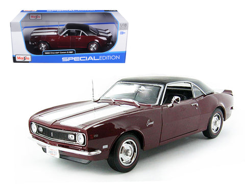 1968 Chevrolet Camaro Coupe Z/28 Maroon 1/18 Diecast Model Car by Maisto