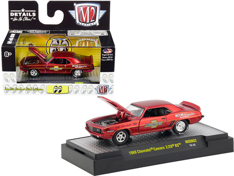 1969 Chevrolet Camaro Z/28 RS Satin Red \"Mooneyes\" Limited Edition to 7,200 pieces Worldwide 1/64 Diecast Model Car by M2 Machines