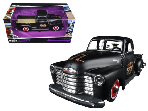 1950 Chevrolet 3100 Pickup Truck Matt Black \"Outlaws\" 1/25 Diecast Model Car by Maisto